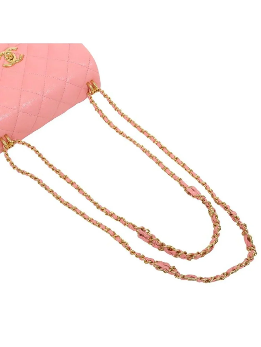 Chanel Chain Pink Gold Caviar Leather Quilted 20 Single Flap Shoulder Bag
